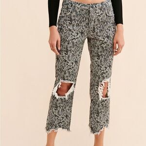 We The Free Black and White Cropped Jeans
